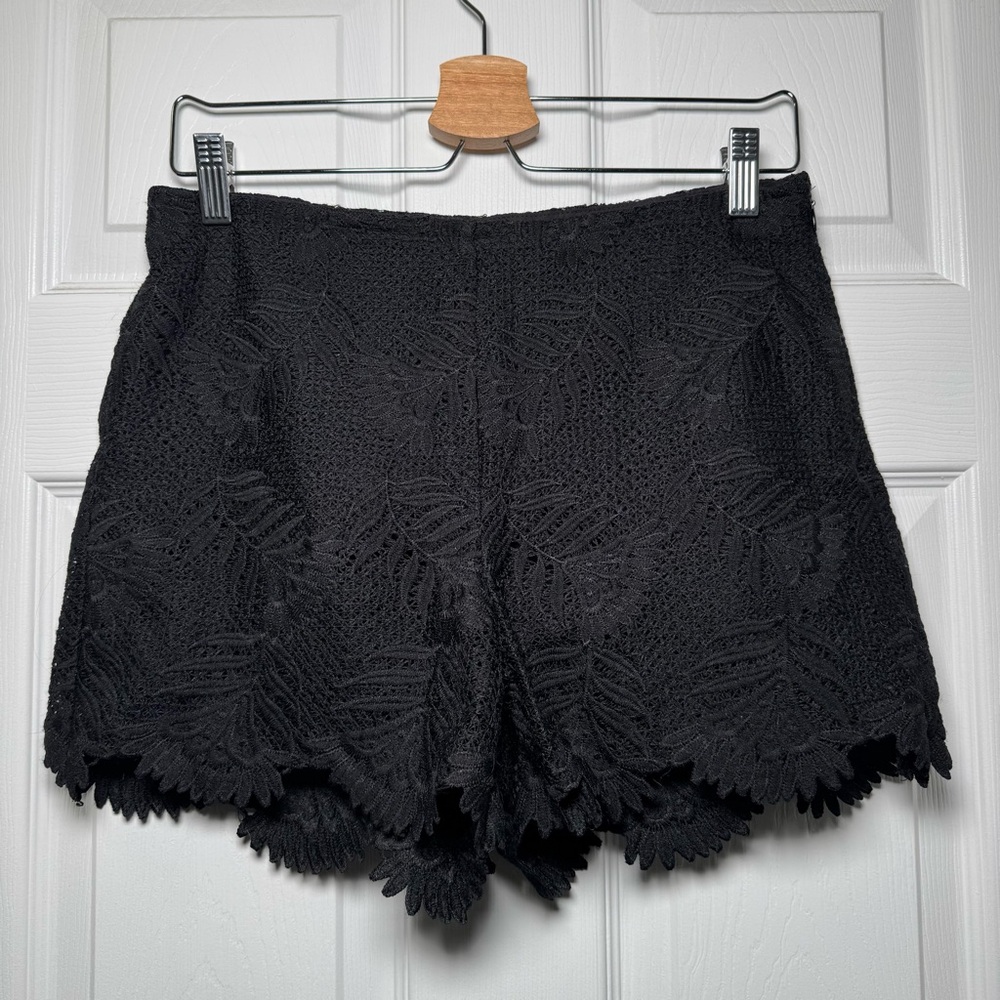 Sadie & Sage Black Lace High Waist Scalloped Shorts Medium Boho - Picture 1 of 6